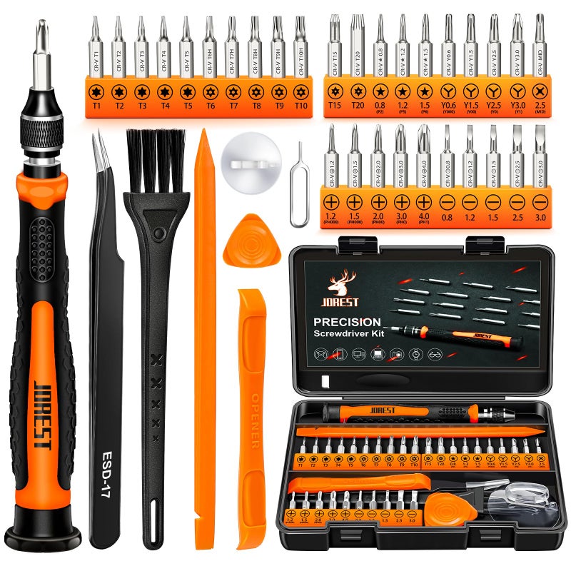 JOREST 38Pcs Small Precision Screwdriver Set with Torx T5  T6  Y00  Mini Repair Tool Kit for Macbook  Computer  Laptop  iPhone  PS4 PS5  Xbox  Switch  Eyeglasses  Watch  Ring Doorbell  Electronic  etc - Image 1